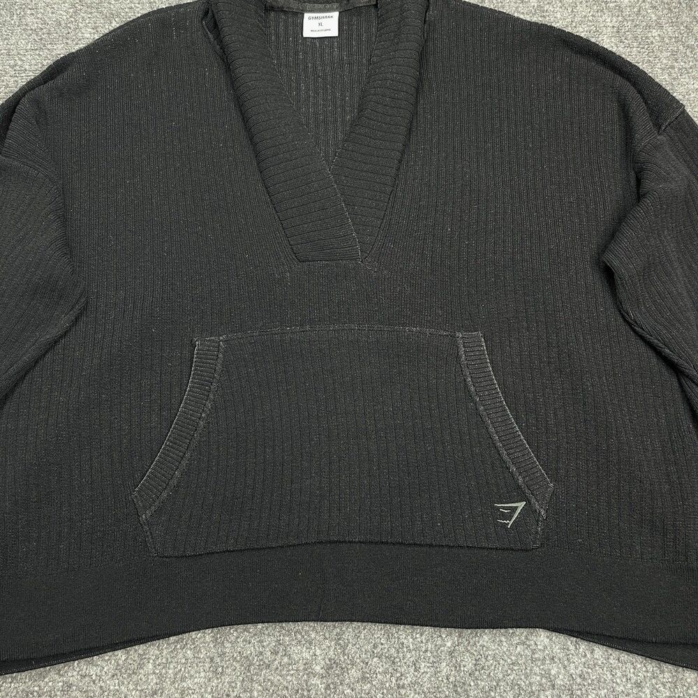Gymshark Pause Knitwear Sweater Hoodie Womens XL Oversized Ribbed Black - Picture 6 of 12
